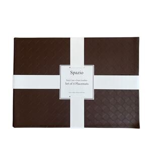 SPAZIO Faux Leather Placemats 13x18 Chocolate Brown Fall Home Decor Set of 4 NEW
